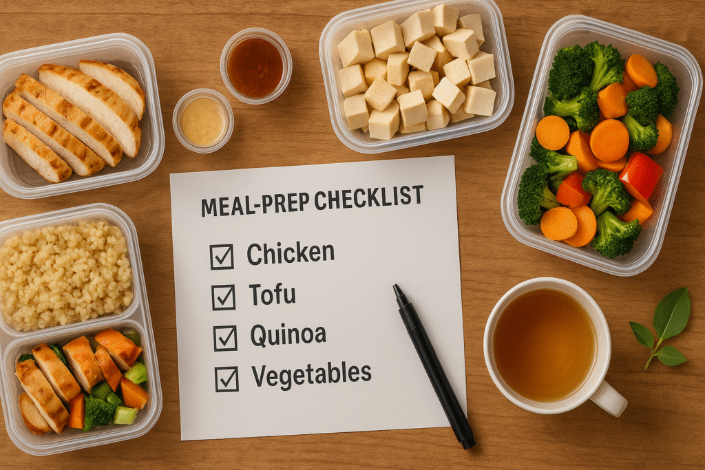 weekend meal prep checklist for high-protein lunches